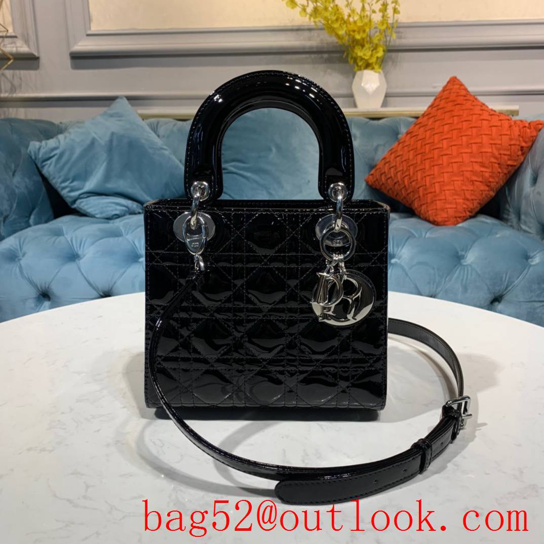 Dior four grid tote shoulder black small bag Lambskin with Classic Cannage Stitching handbag