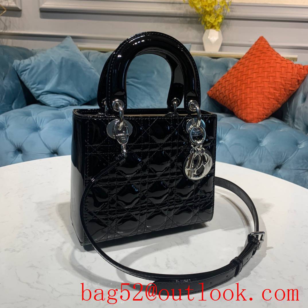 Dior four grid tote shoulder black small bag Lambskin with Classic Cannage Stitching handbag