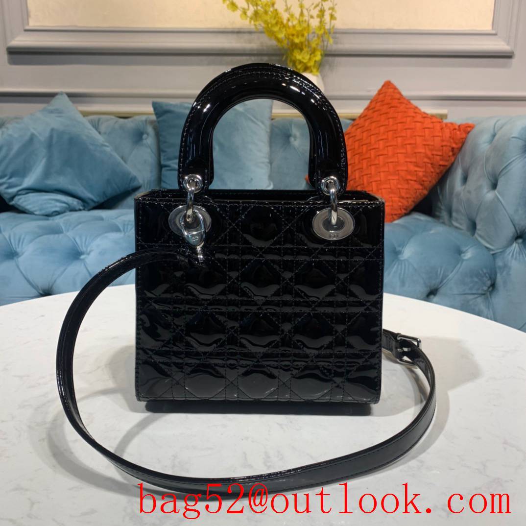 Dior four grid tote shoulder black small bag Lambskin with Classic Cannage Stitching handbag