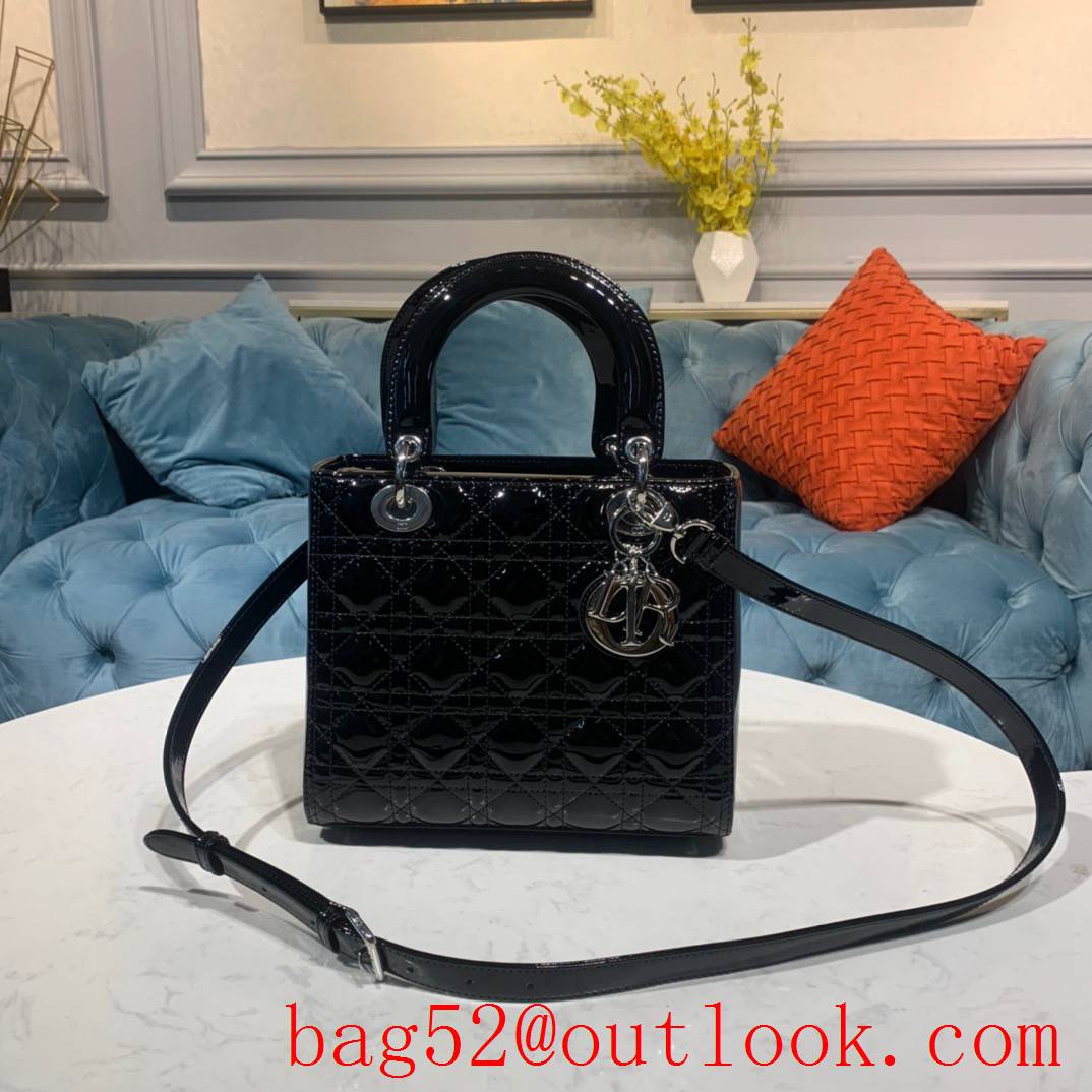 Dior Lambskin with Classic Cannage Stitching five grid tote shoulder black medium bag