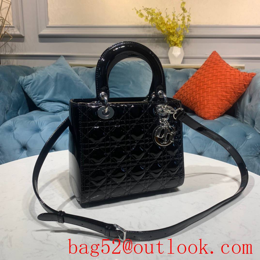 Dior Lambskin with Classic Cannage Stitching five grid tote shoulder black medium bag