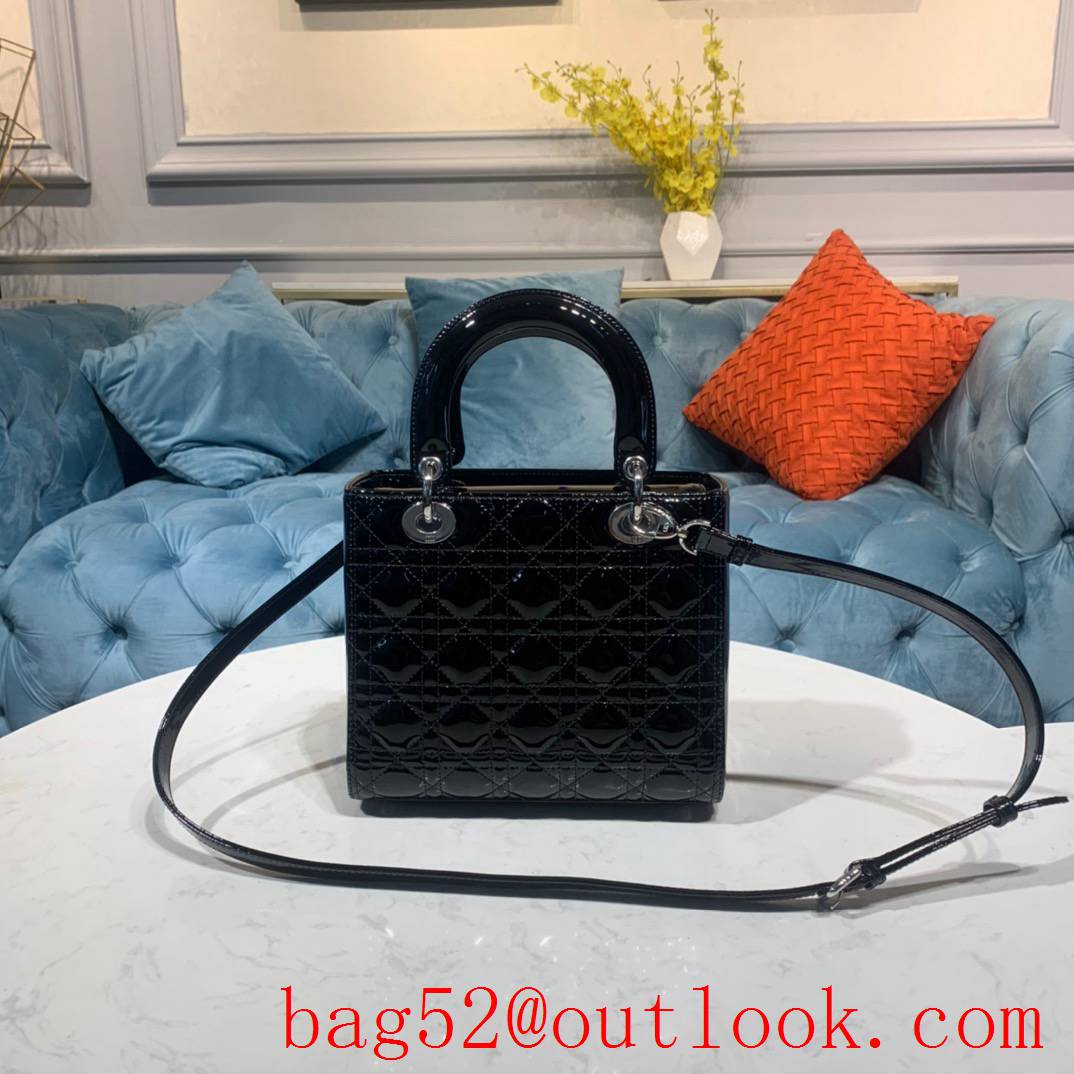 Dior Lambskin with Classic Cannage Stitching five grid tote shoulder black medium bag