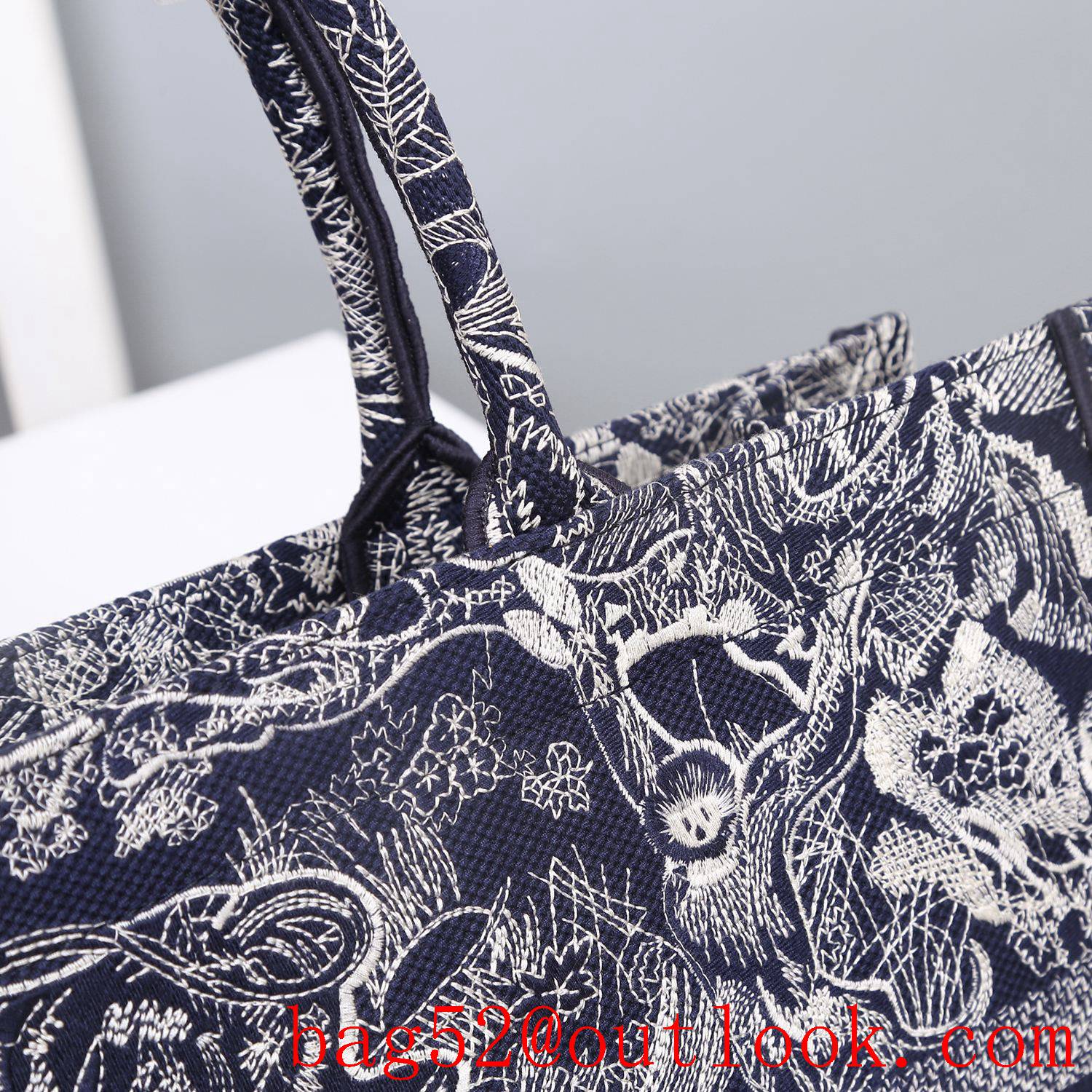 Dior blue tiger Bayadere pattern mixed effect D-Stripes pattern embroidery book tote bag