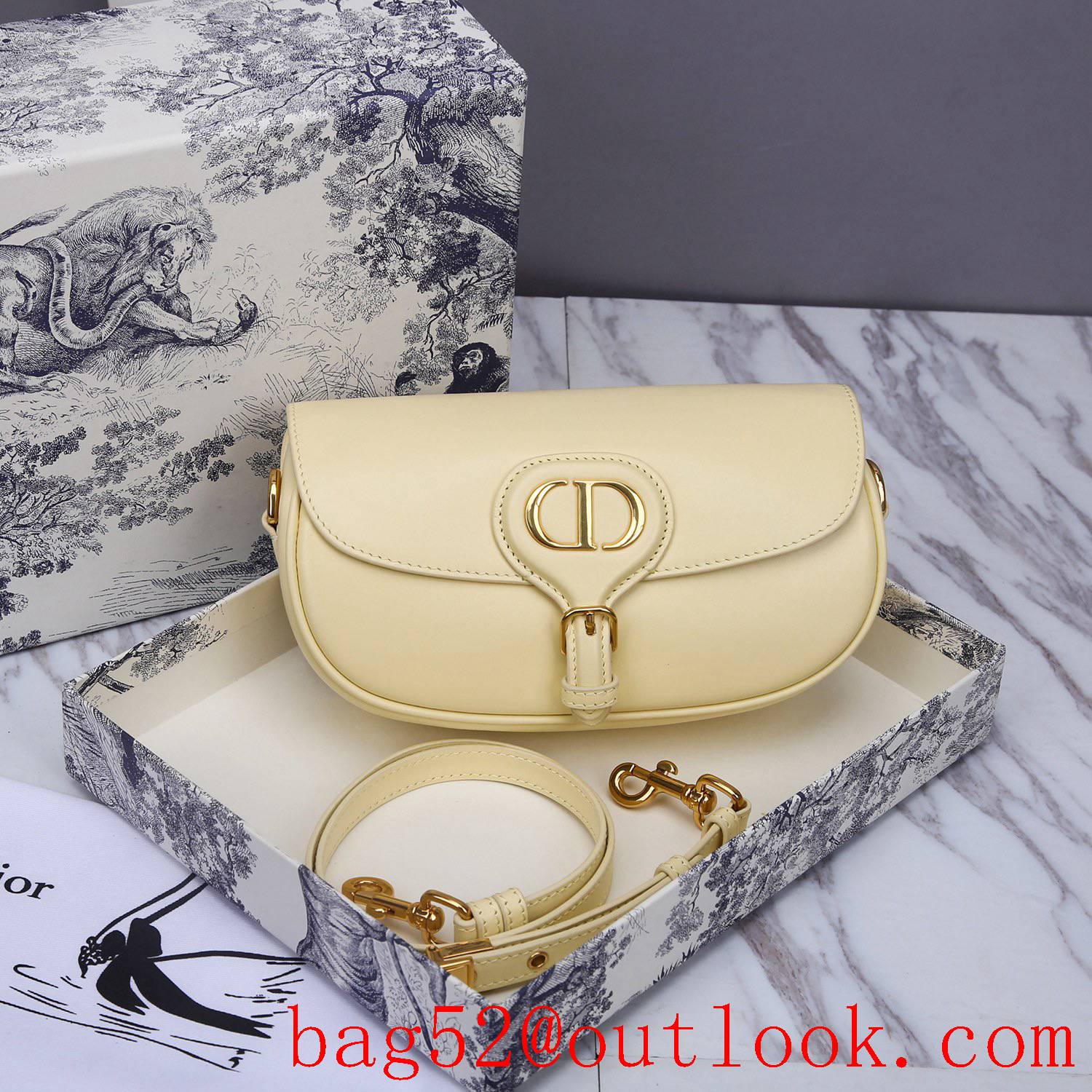 Dior bobby cream underarm shoulder crossbody Calfskin wear-resistant medium bag