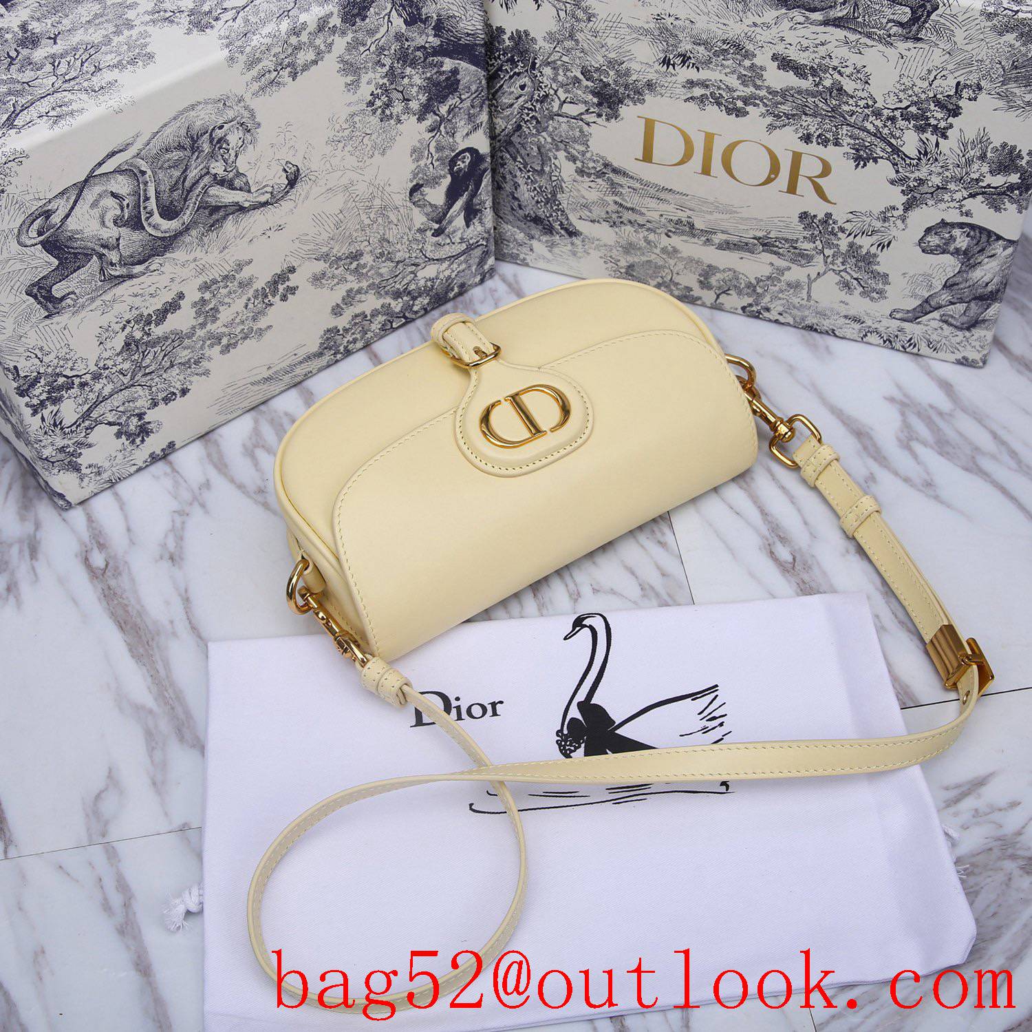 Dior bobby cream underarm shoulder crossbody Calfskin wear-resistant medium bag