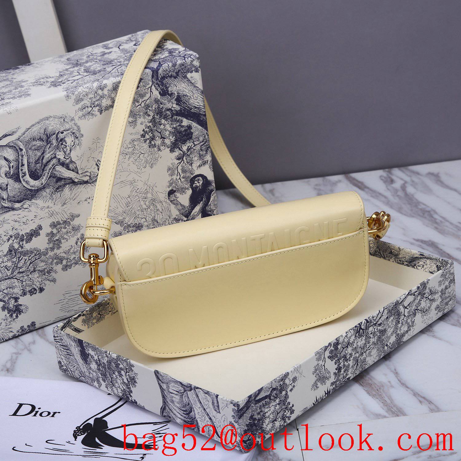 Dior bobby cream underarm shoulder crossbody Calfskin wear-resistant medium bag