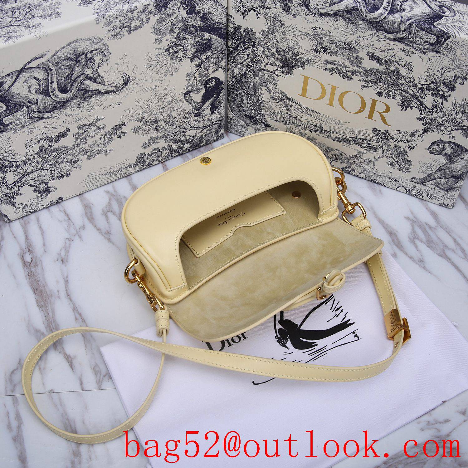 Dior bobby cream underarm shoulder crossbody Calfskin wear-resistant medium bag