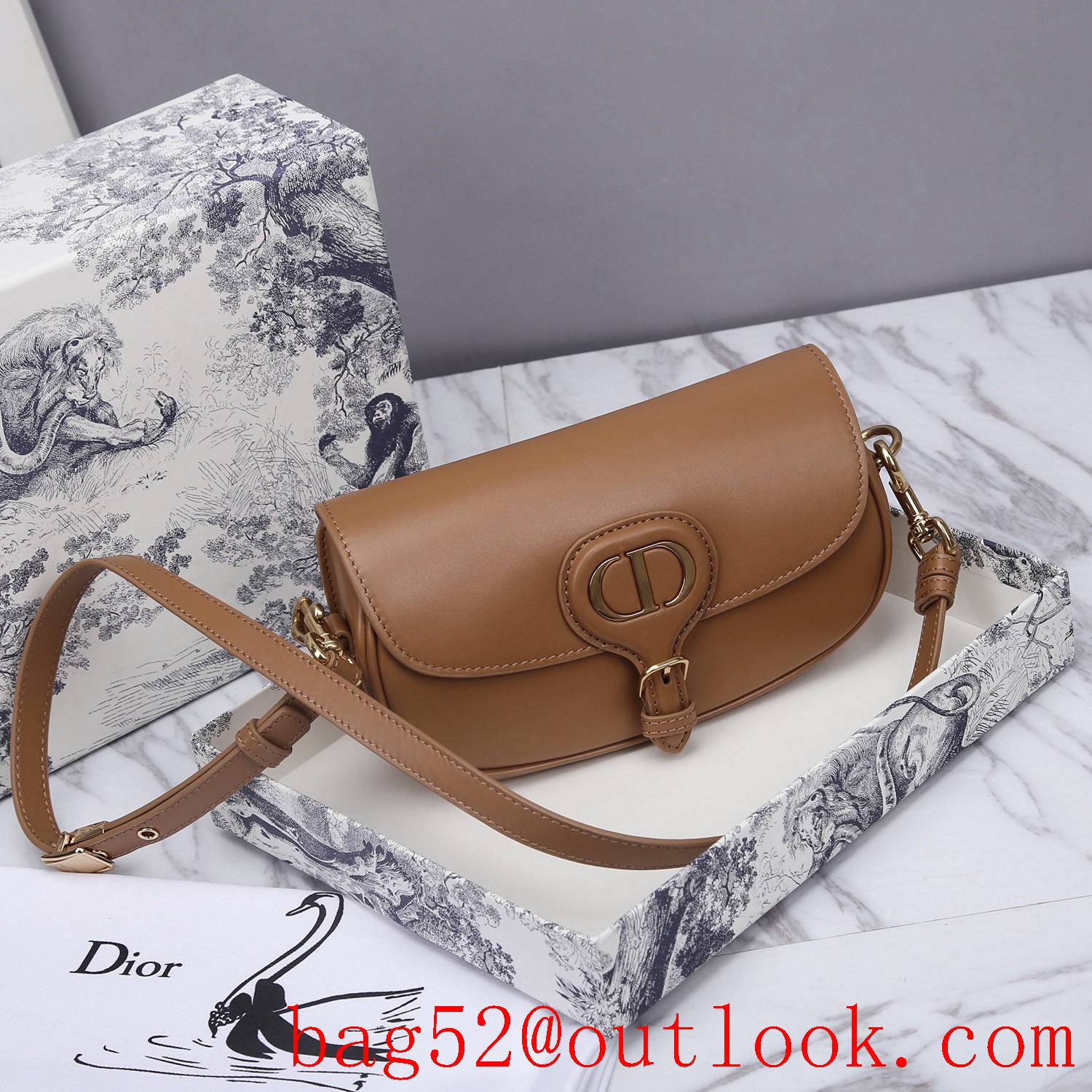 Dior Calfskin wear-resistant medium bobby cream underarm shoulder crossbody bag