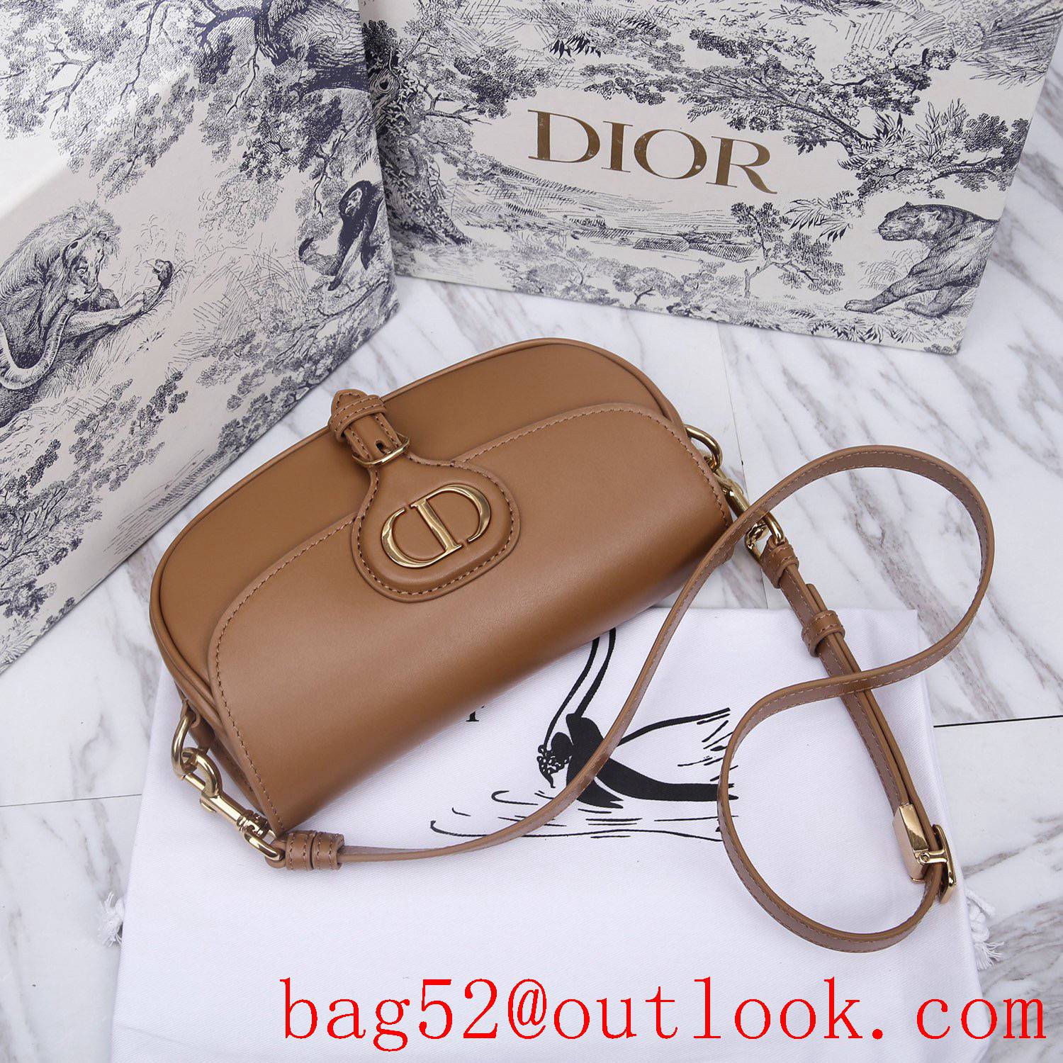 Dior Calfskin wear-resistant medium bobby cream underarm shoulder crossbody bag