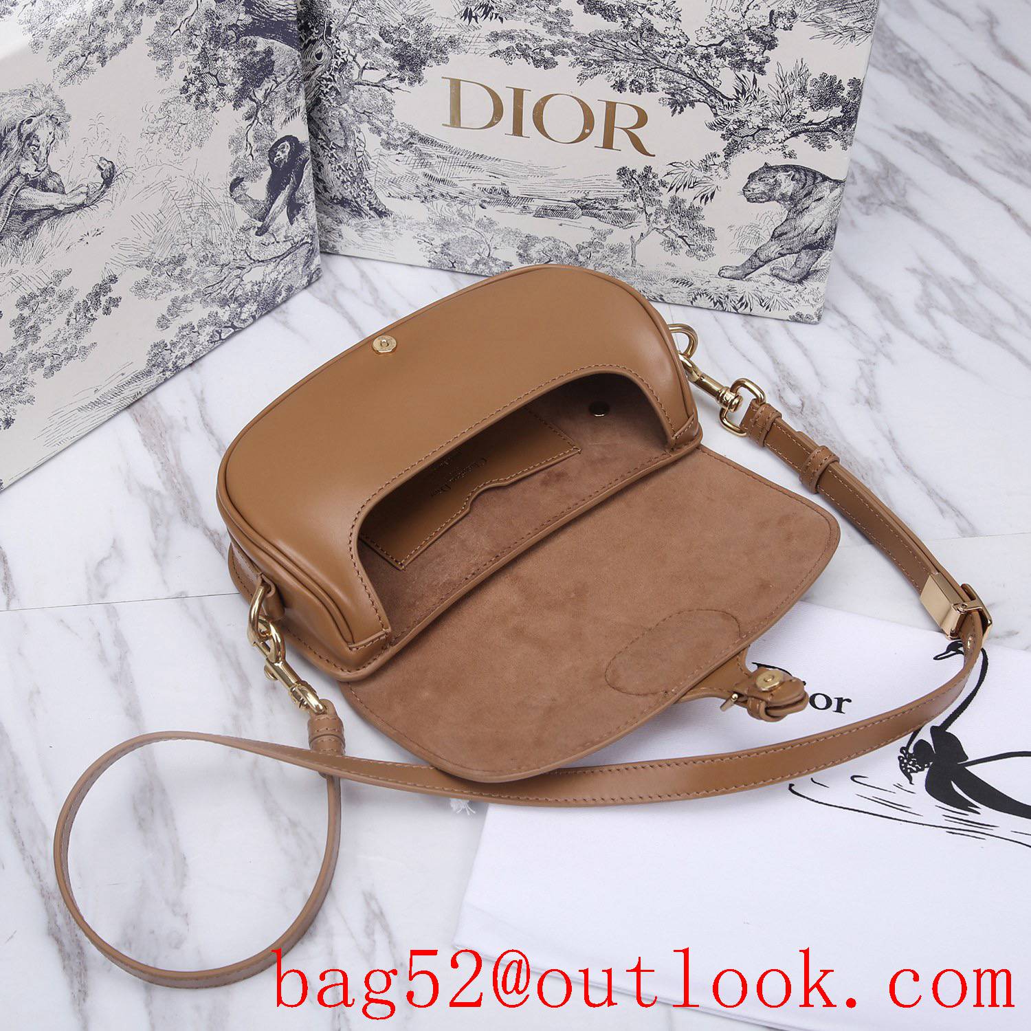 Dior Calfskin wear-resistant medium bobby cream underarm shoulder crossbody bag