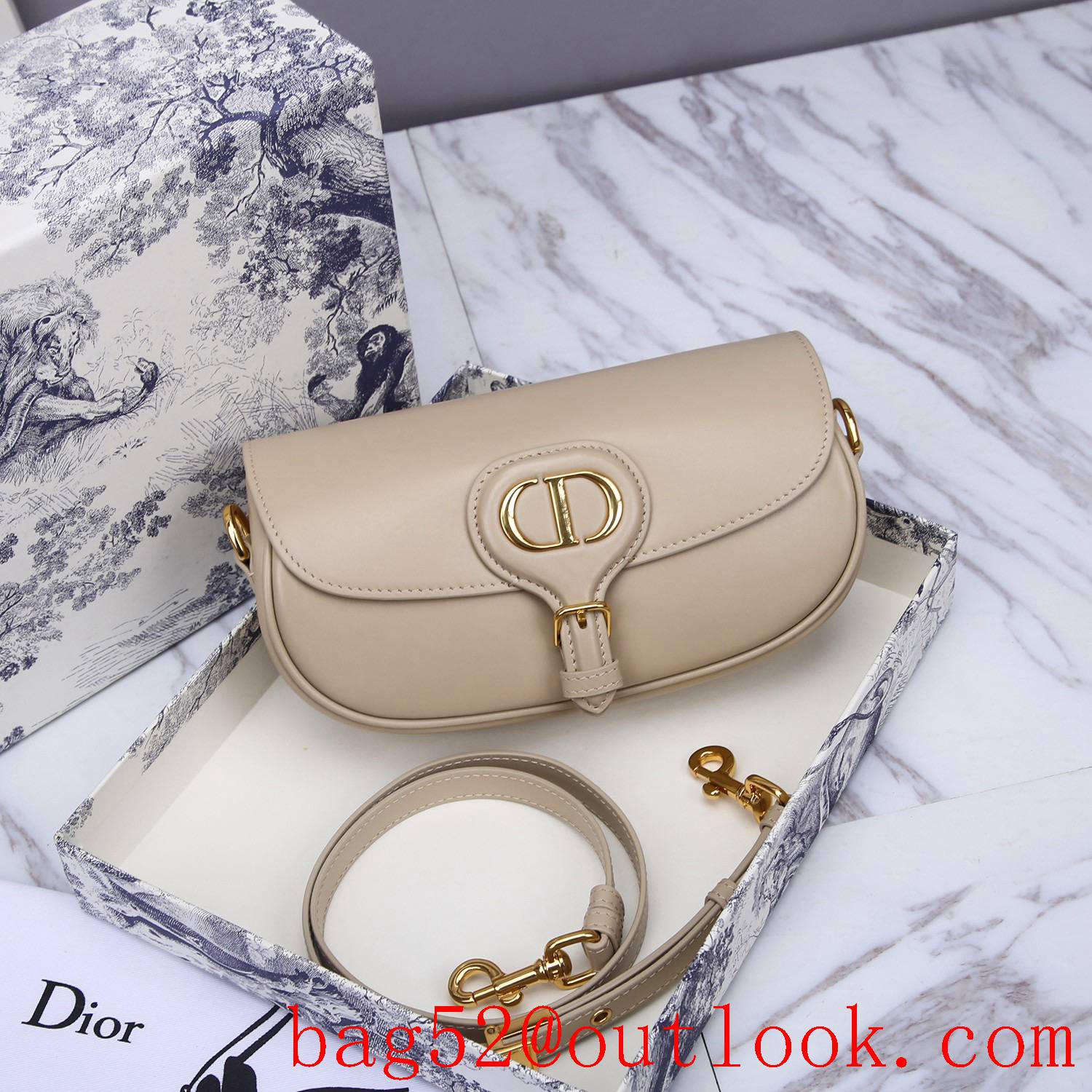 Dior bobby light cream medium underarm shoulder crossbody Calfskin wear-resistant bag