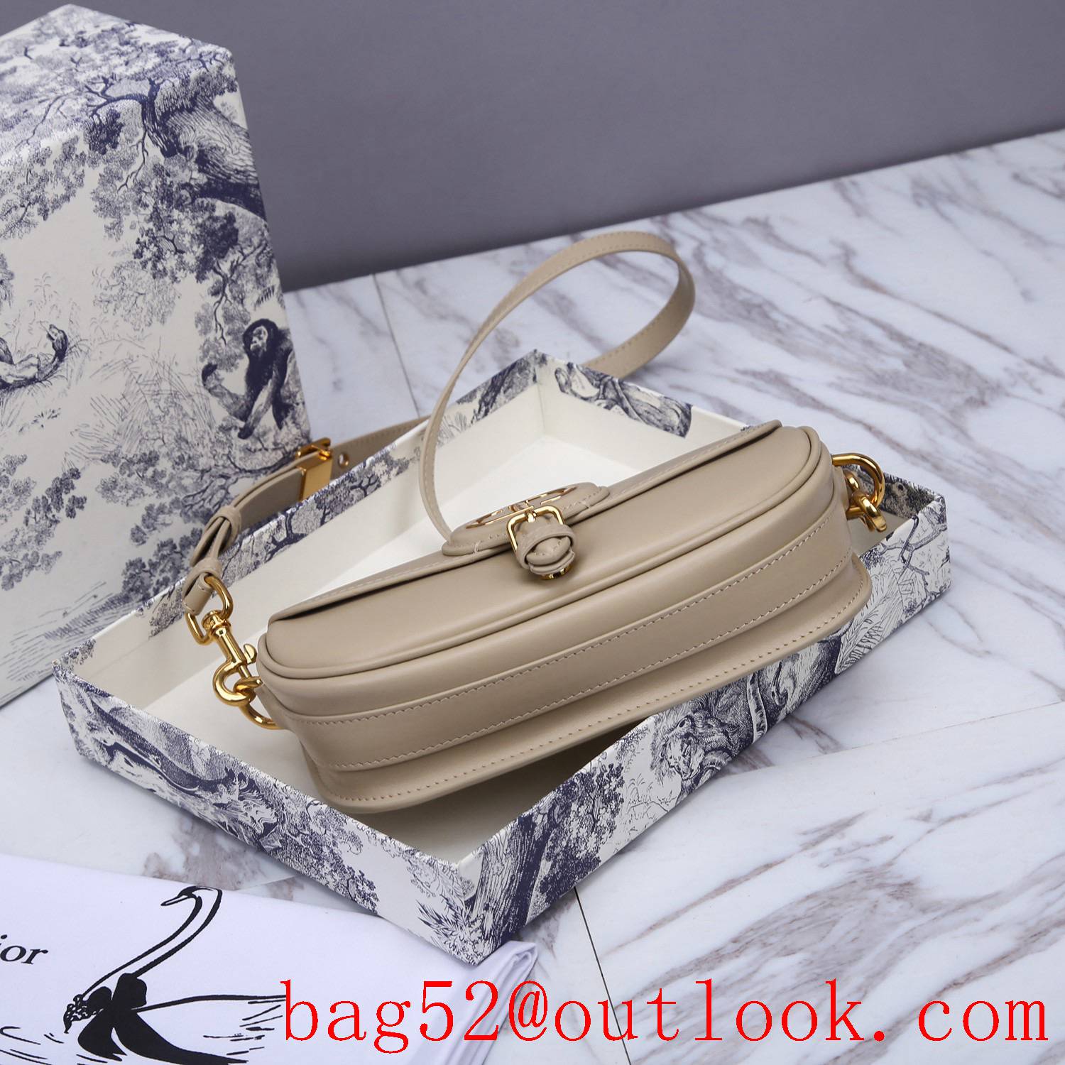 Dior bobby light cream medium underarm shoulder crossbody Calfskin wear-resistant bag