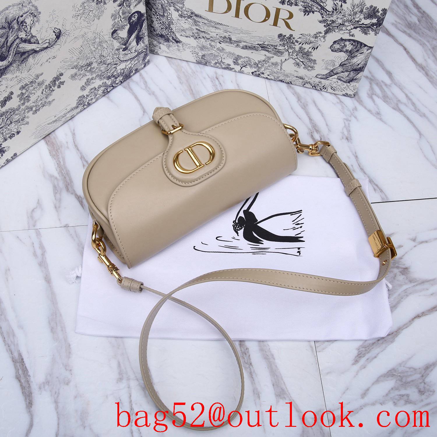 Dior bobby light cream medium underarm shoulder crossbody Calfskin wear-resistant bag