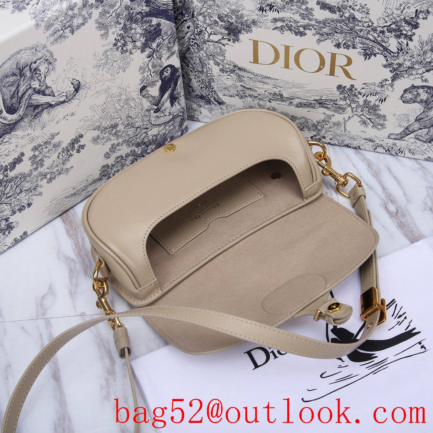 Dior bobby light cream medium underarm shoulder crossbody Calfskin wear-resistant bag