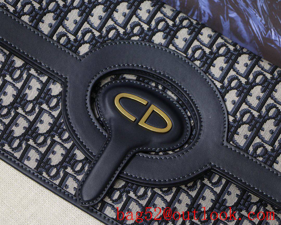 Dior Classic Canvas Logo dark blue CD metal logo shopping bag shape handbag