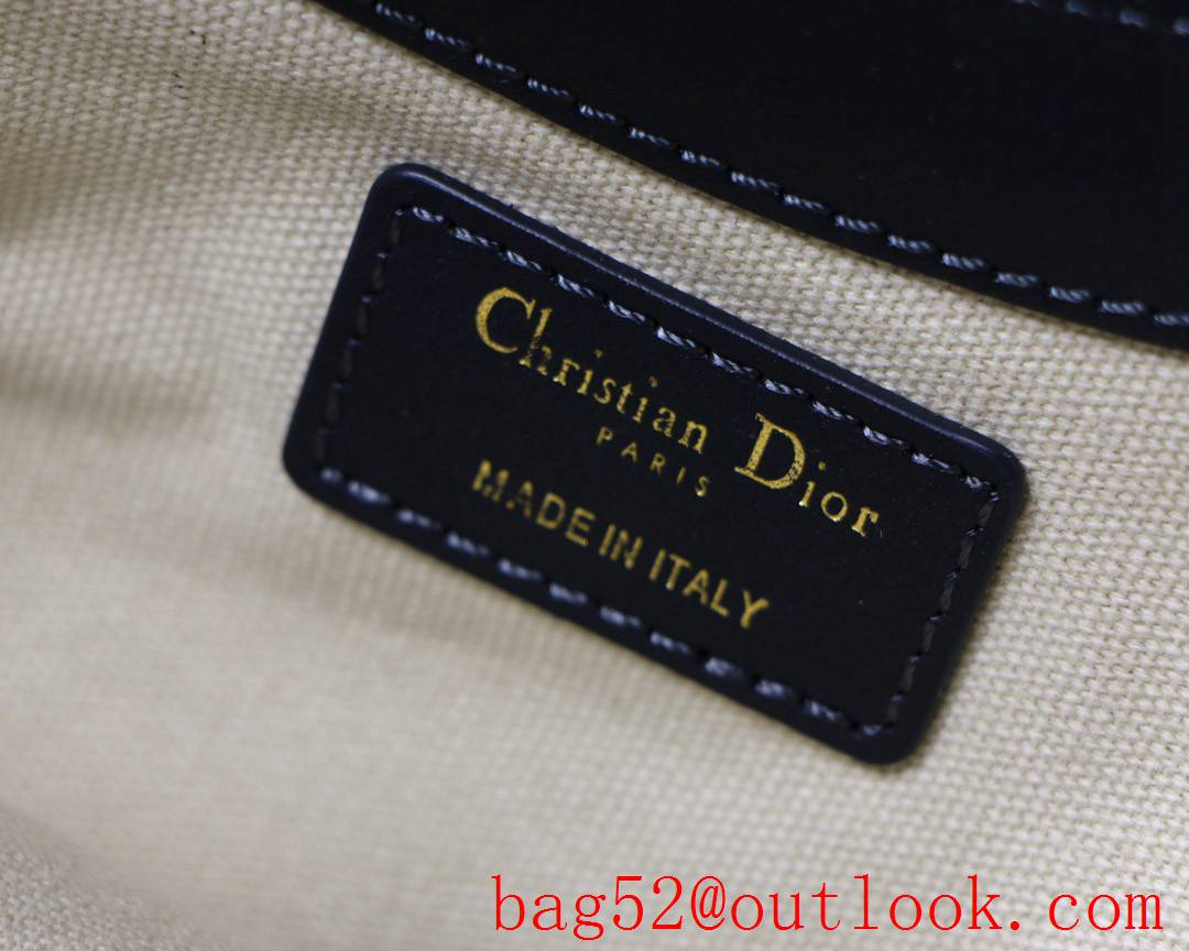 Dior Classic Canvas Logo dark blue CD metal logo shopping bag shape handbag