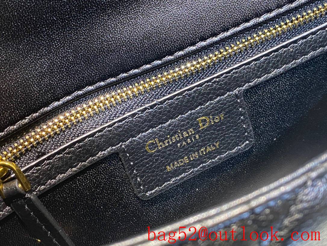 Dior black small caro CD metal logo chain shoulder handbag bag