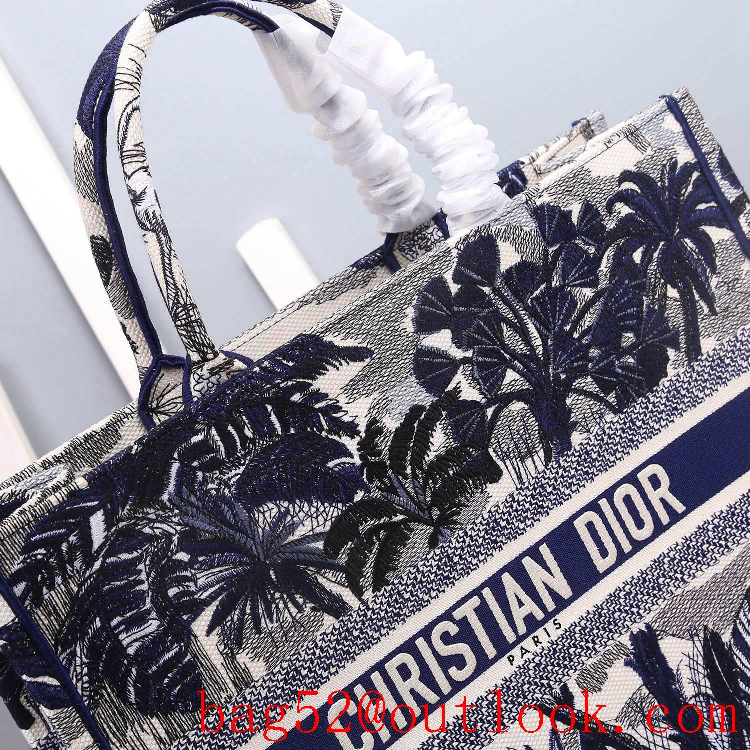 Dior coconut tree black large tote lady bag big space shopping handbag