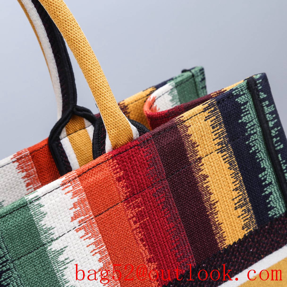 Dior small book tote handbag Multicolor Stripe Embroidery bag