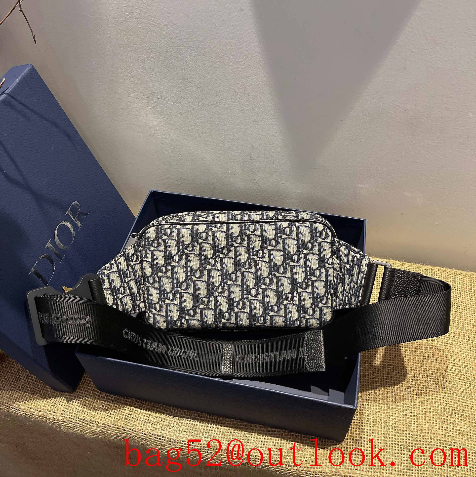 Dior Beige and black oblique print grained calfskin wasit bag