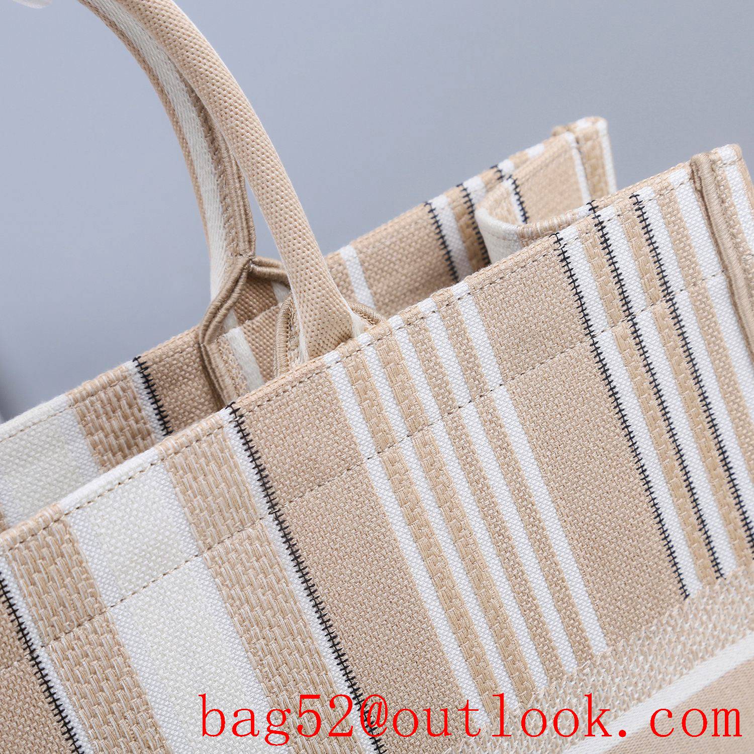 Dior large cream stripes lady tote bag