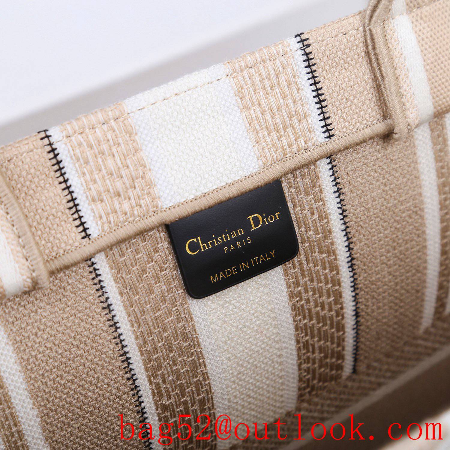 Dior large cream stripes lady tote bag