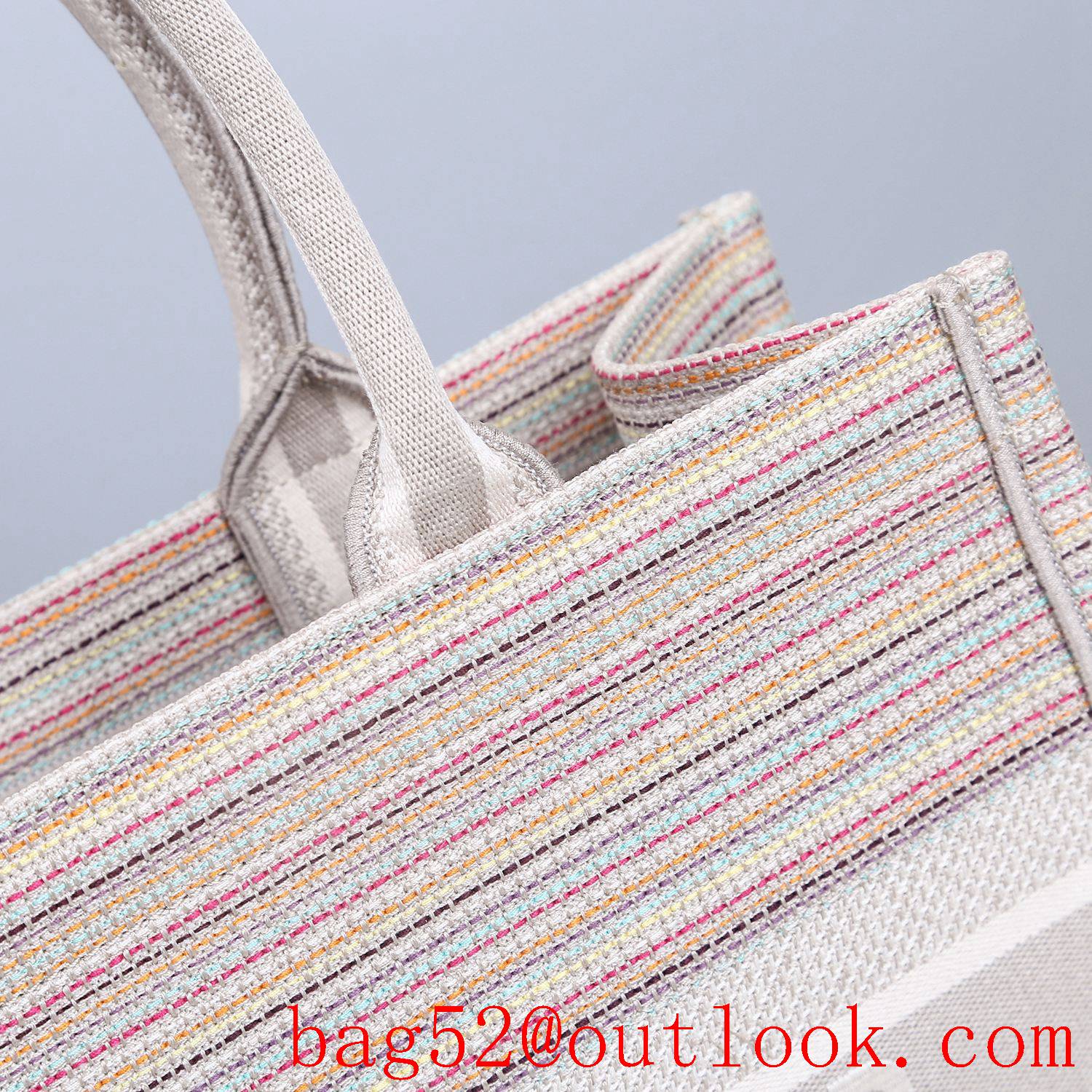 Dior multicolor stripes embroidery cream book tote small bag