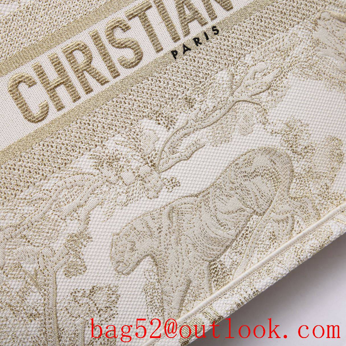 Dior Christmas limited-edition gold thread series luxurious color matching cream tote large bag