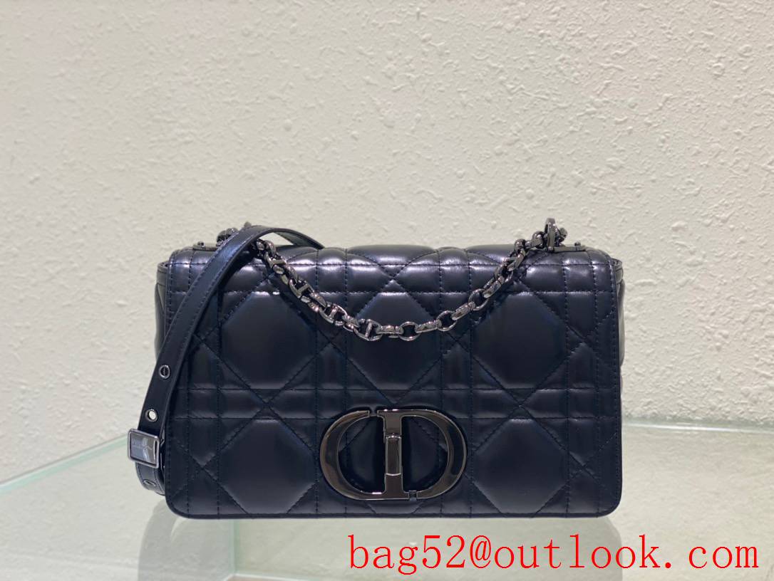 Dior Caro turbo bag dark blue black hardware calfskin shoulder meidum handbag