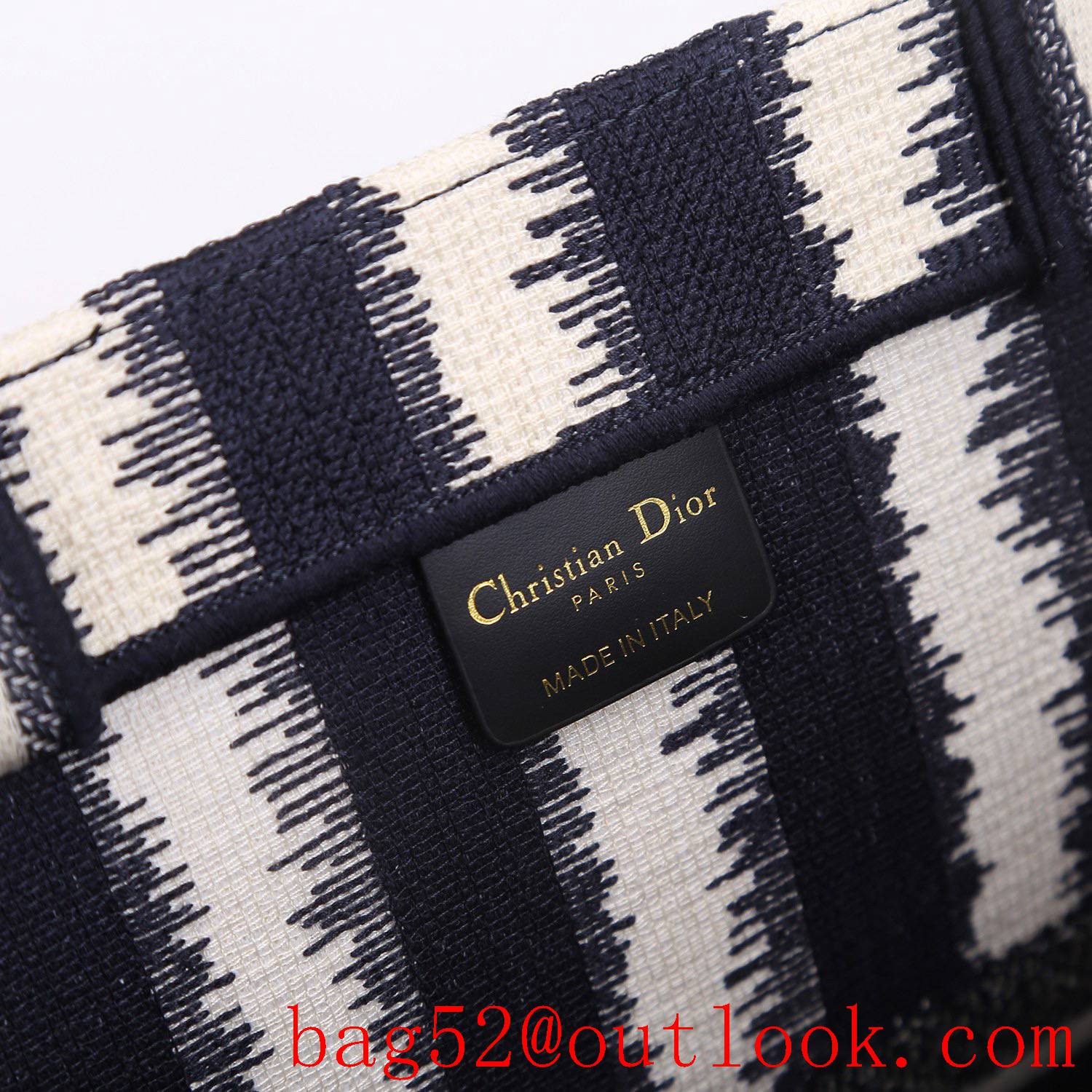 Dior large darkblue stripes big space tote lady bag