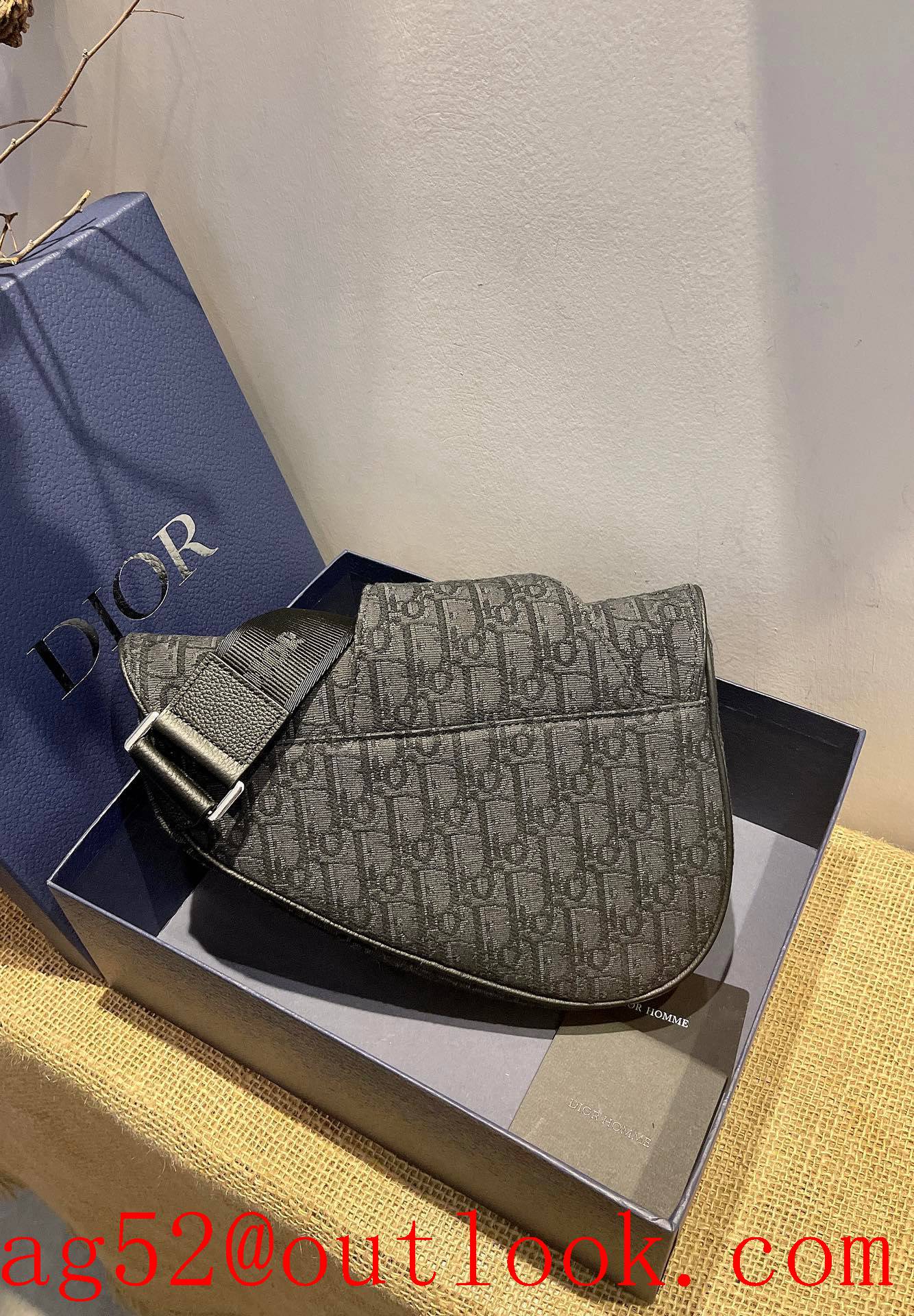 Dior calfskin leather full body logo saddle shoulder bag