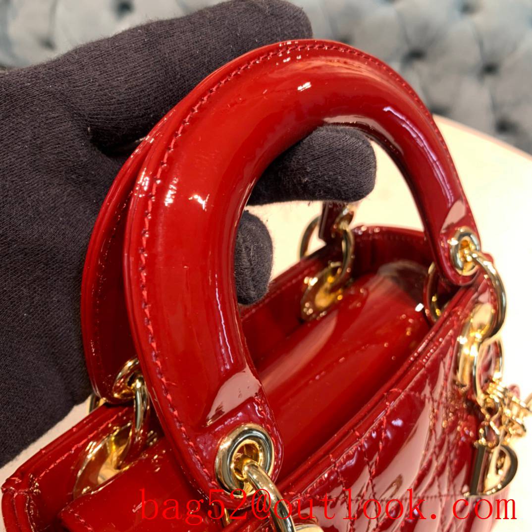 Dior dark red Cannage sheepskin medium Cannage Stitching Patent Leather tote handbag bag