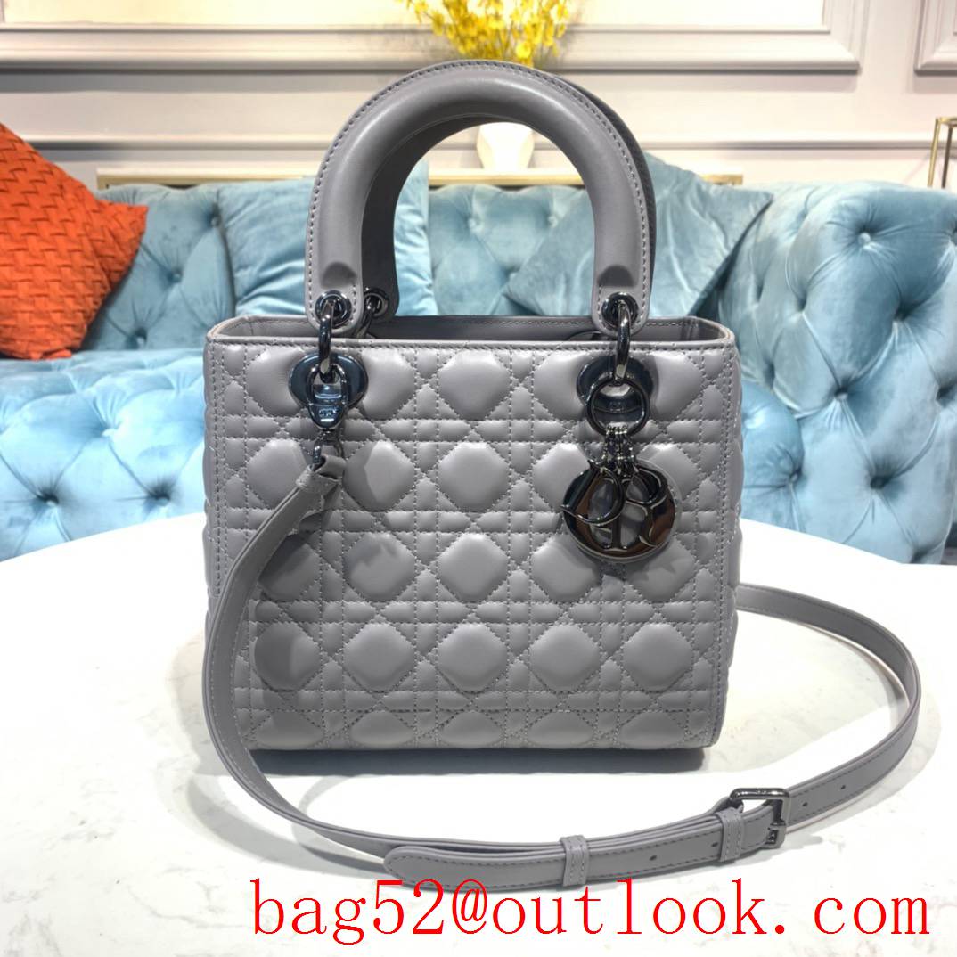 Dior shoulder handbag elephantgrey Lamb Leather Cannage Stitch tote bag