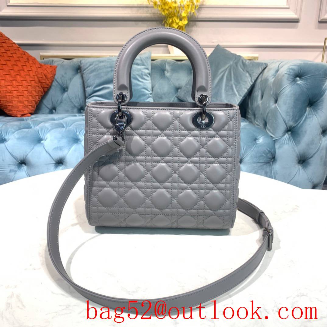 Dior shoulder handbag elephantgrey Lamb Leather Cannage Stitch tote bag