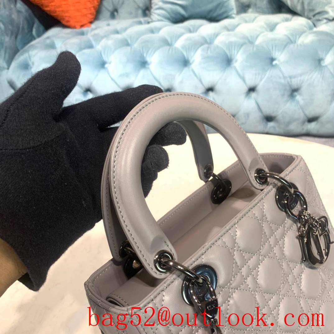 Dior shoulder handbag elephantgrey Lamb Leather Cannage Stitch tote bag