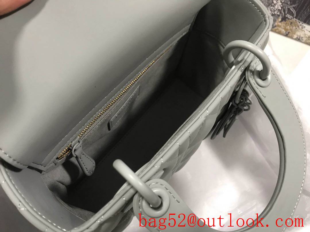 Dior Lady My four-stripe frosted badge Matte calfskin cannage elephantgrey shoulder tote bag