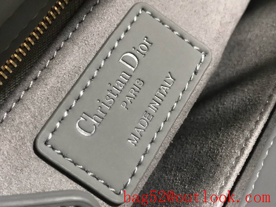 Dior Lady My four-stripe frosted badge Matte calfskin cannage elephantgrey shoulder tote bag