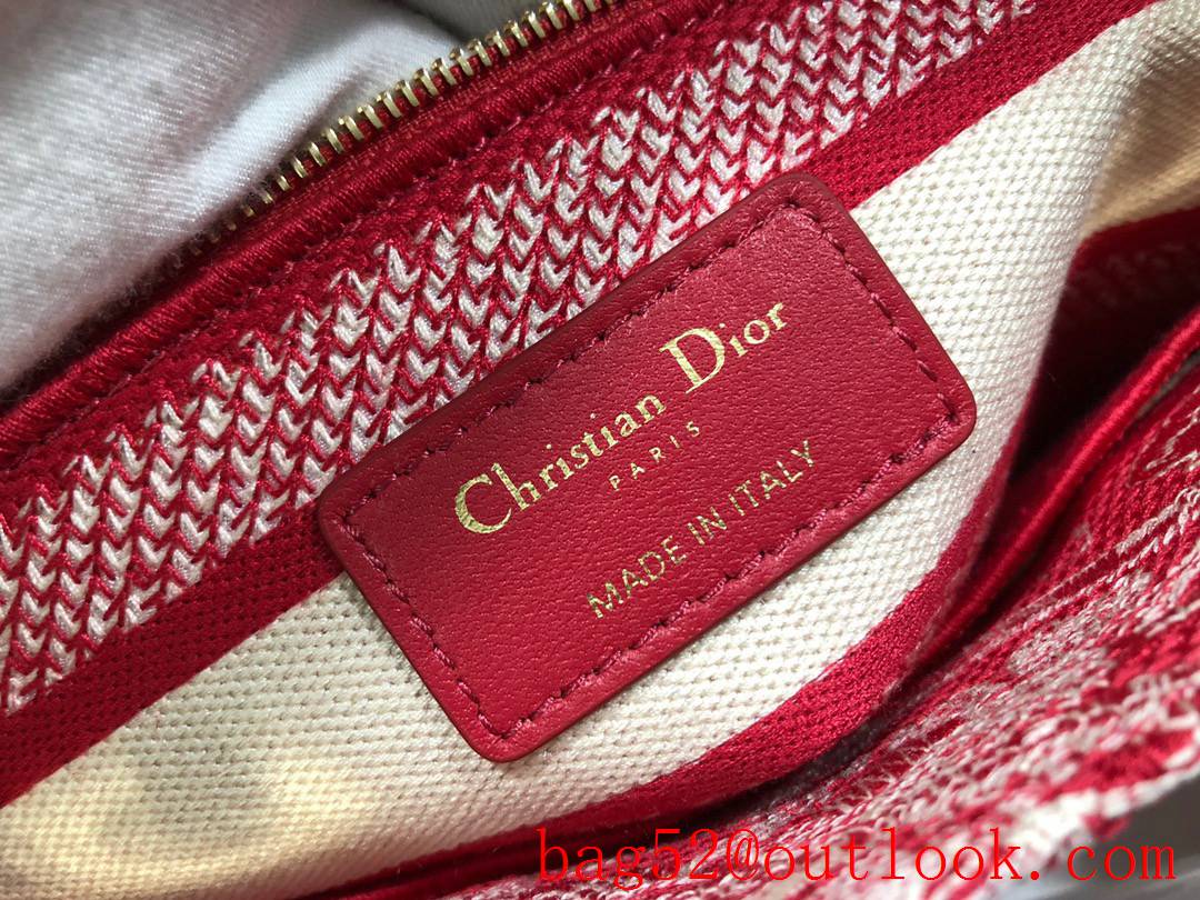 Dior Lady D-Lite five-pattern embroidered tiger red tote handbag