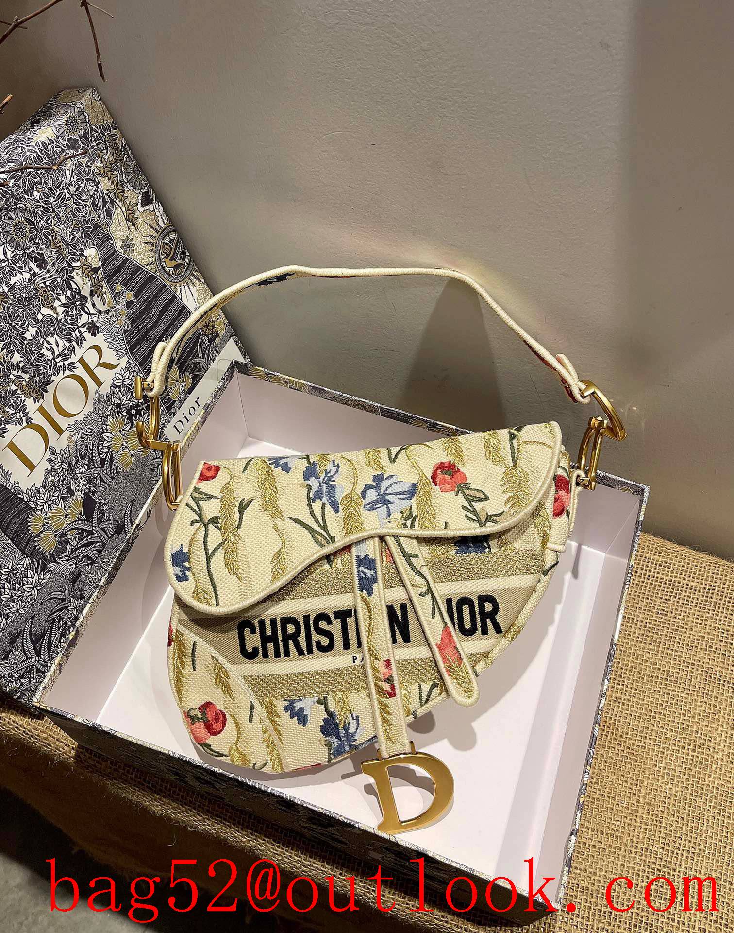 Dior oblique saddle Anti-IT flower metal CD logo shoulder crossbody handbag bag