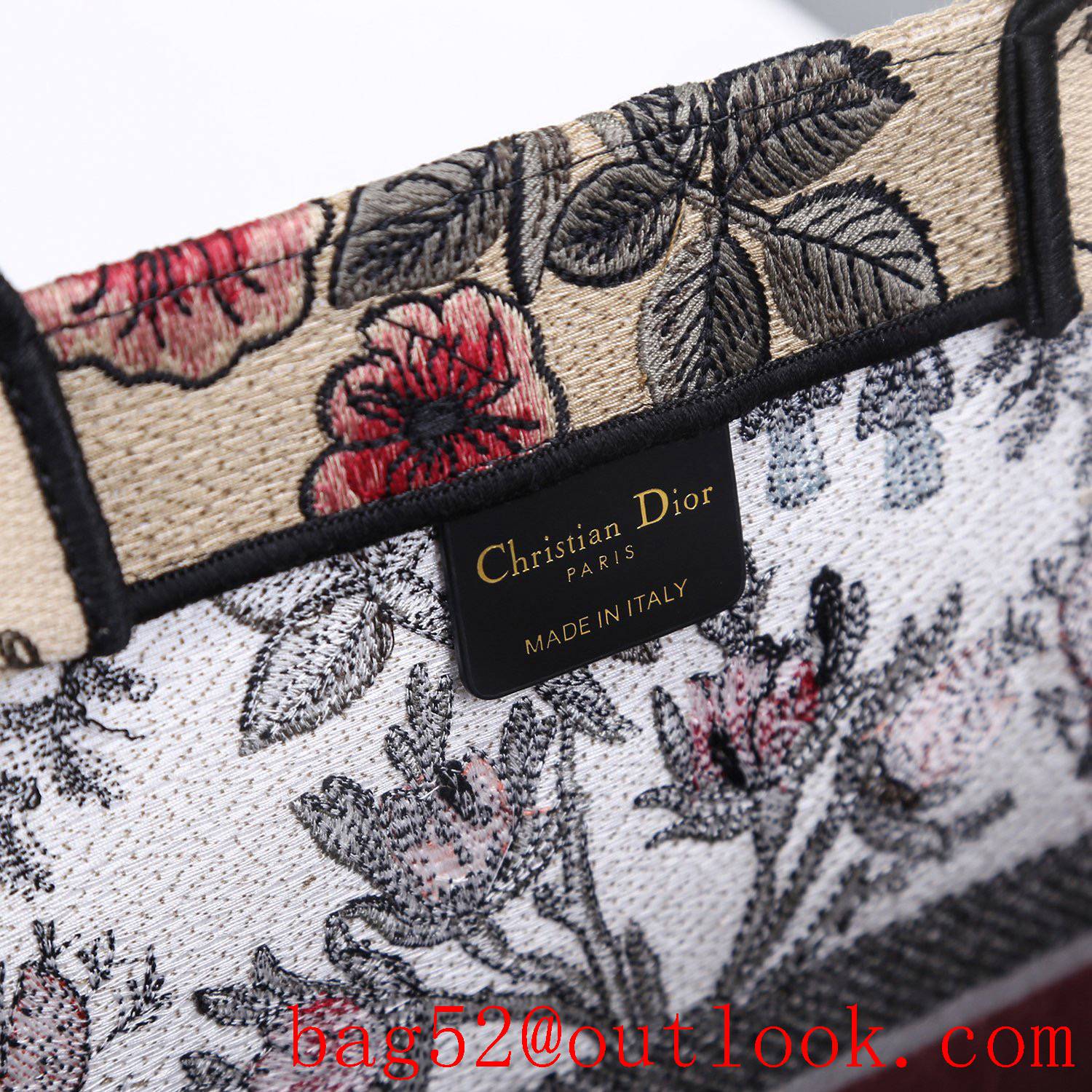 Dior Mushroom printing Exquisite embroidery craftsmanship flower large tote handbag