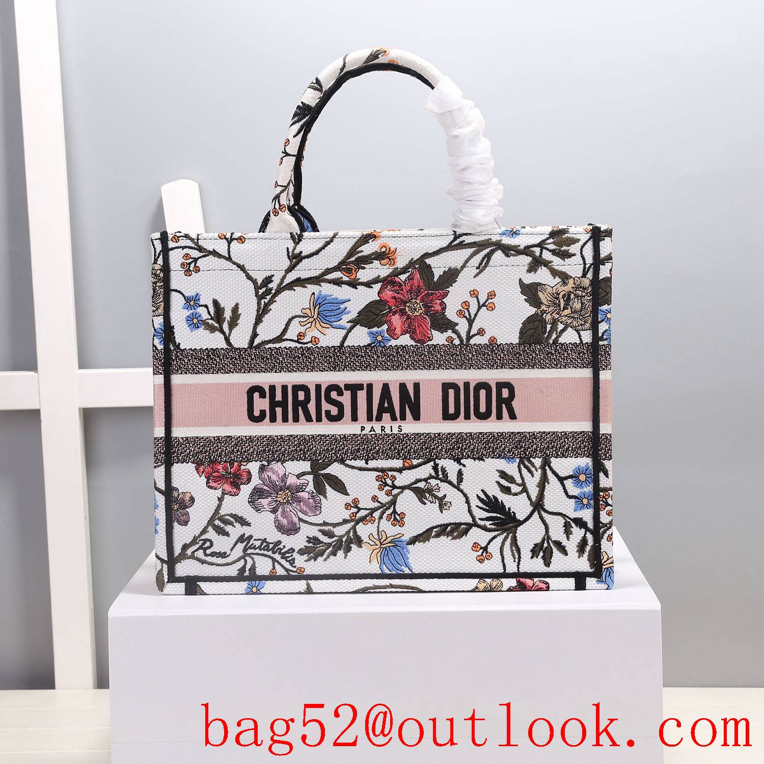 Dior small rose flower book tote lady bag handbag