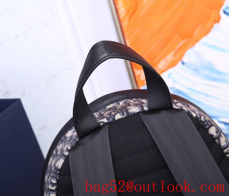 Dior Couple's Oblique Backpack Vintage Print Pattern black backpack full logo bag