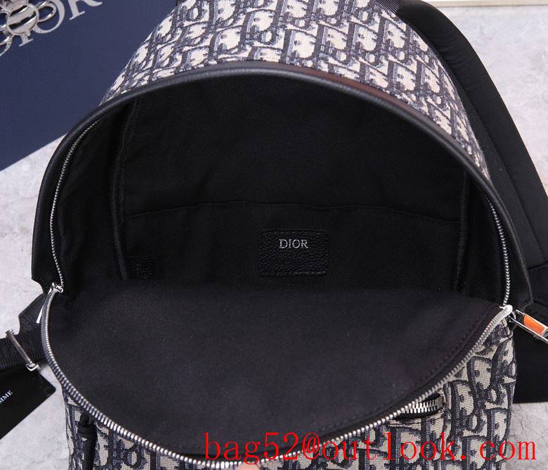 Dior Couple's Oblique Backpack Vintage Print Pattern black backpack full logo bag