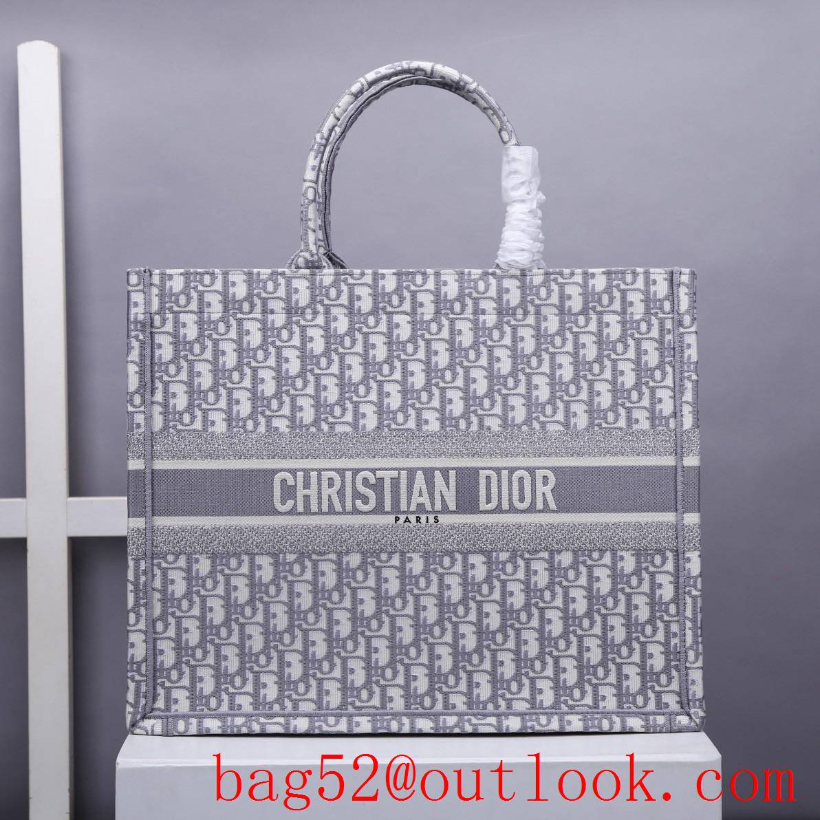 Dior book tote large grey classic pattern handbag
