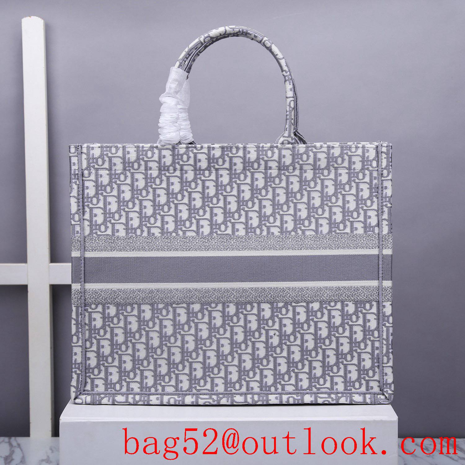 Dior book tote large grey classic pattern handbag