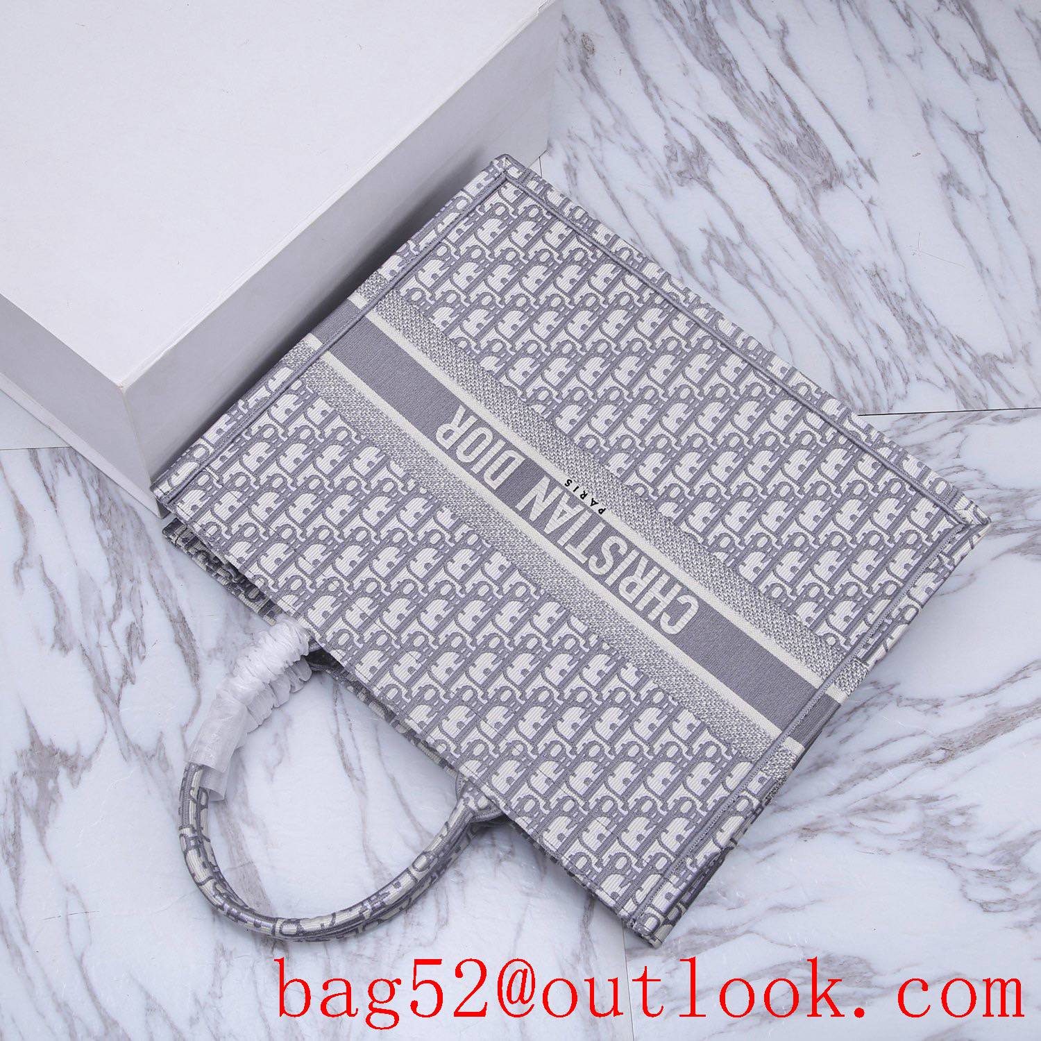 Dior book tote large grey classic pattern handbag