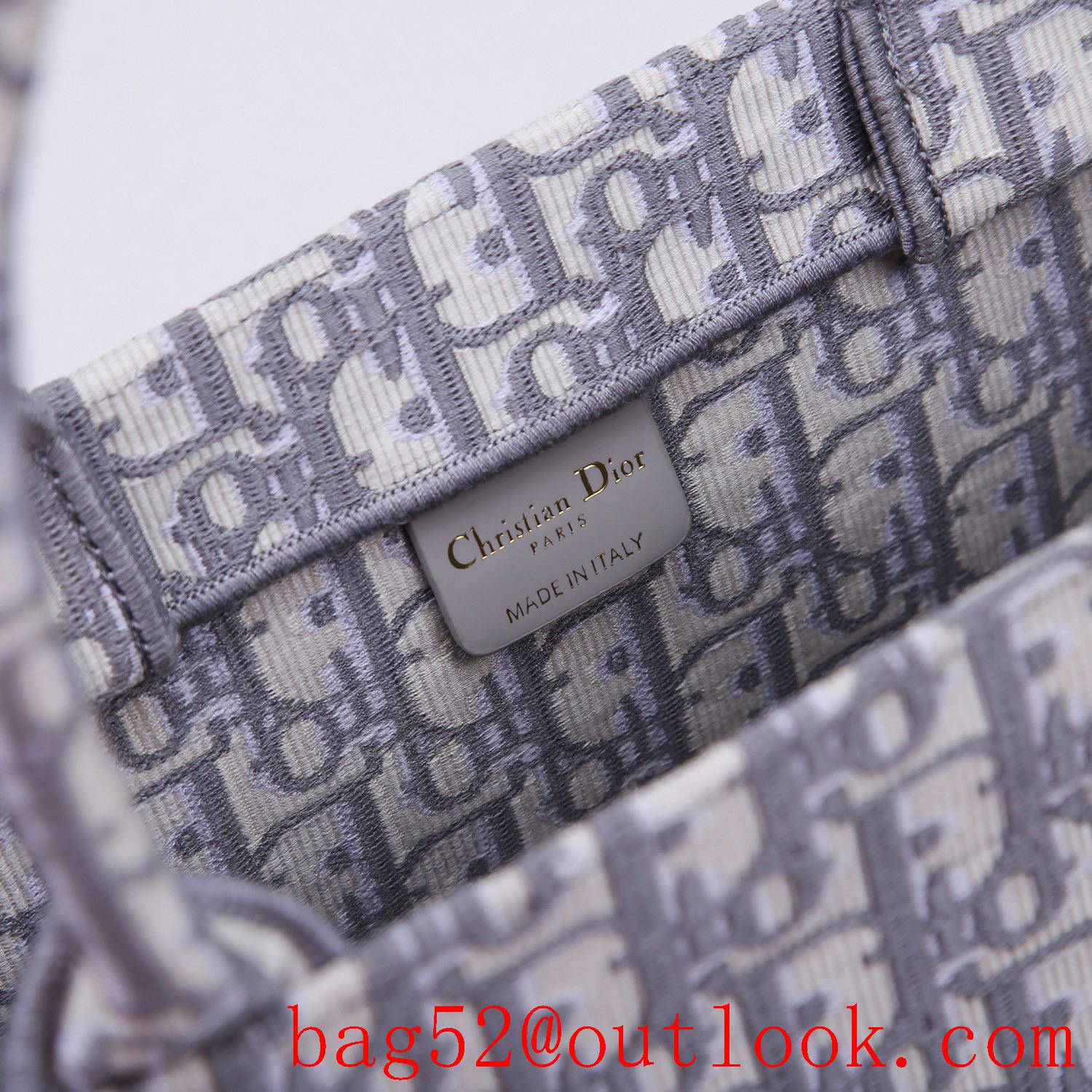 Dior book tote large grey classic pattern handbag