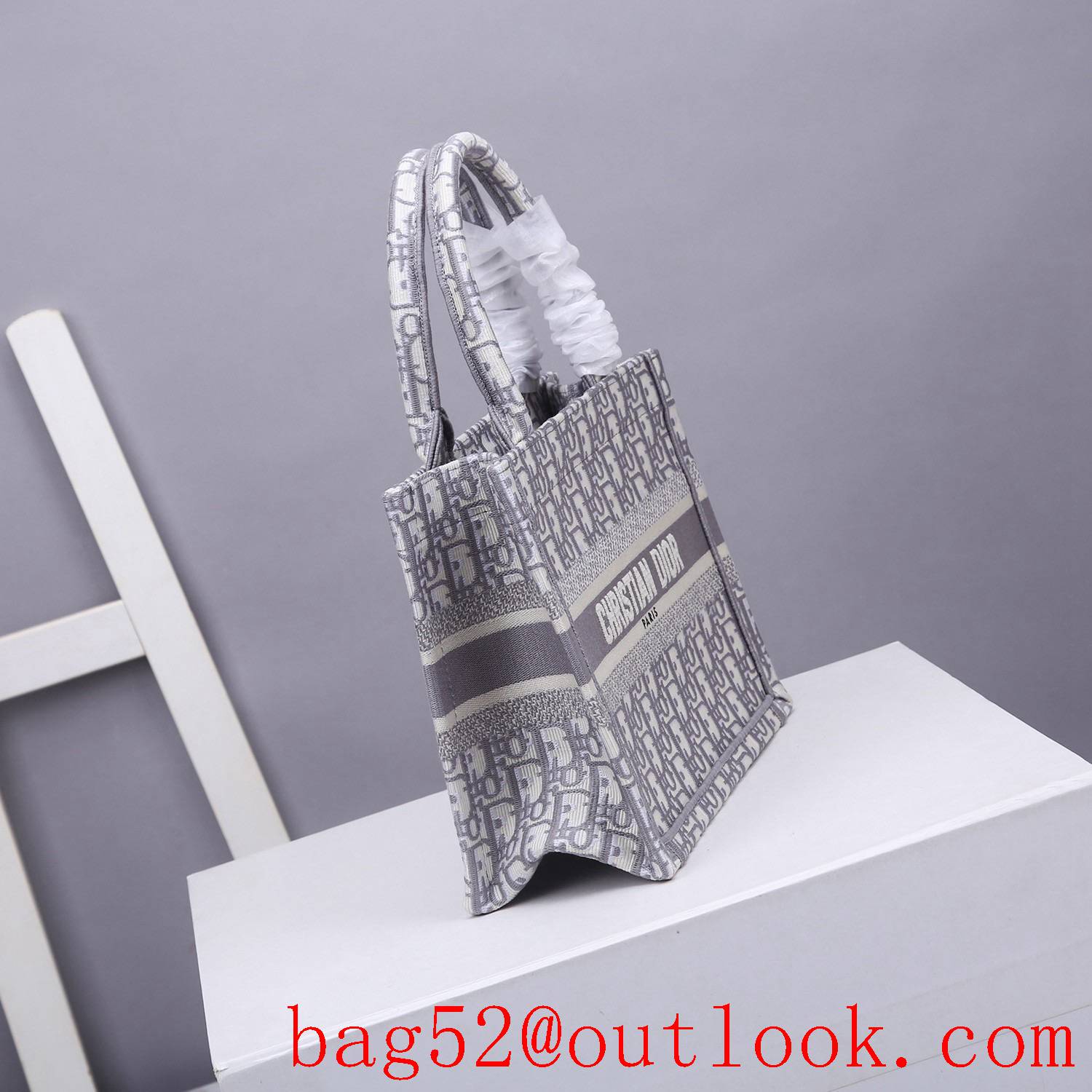 Dior book tote small grey classic pattern shopping bag handbag