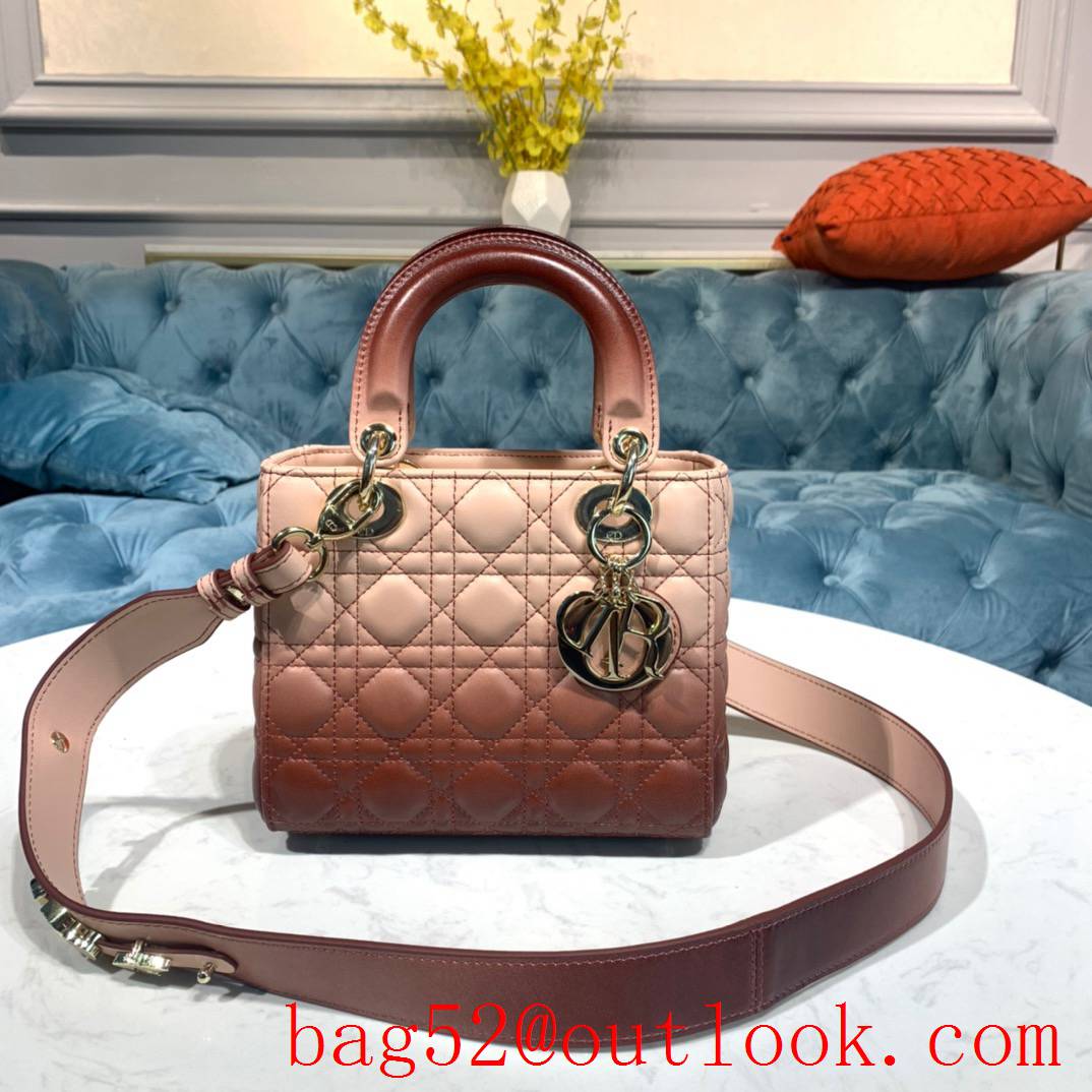 Dior fairy-like gradient light pink shoulder crossbody Lamb Leather Cannage handbag