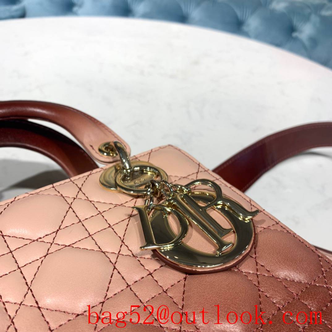 Dior fairy-like gradient light pink shoulder crossbody Lamb Leather Cannage handbag